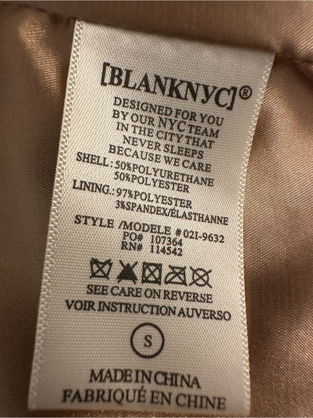 Blank NYC Women’s Beige Faux Leather Moto Jacket Size Small - Picture 10 of 10